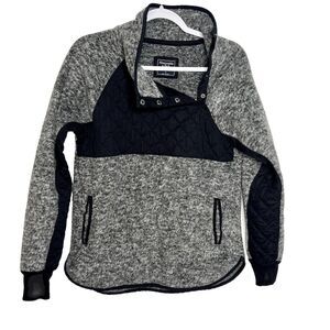 Abercrombie & Fitch Sz S Gray / Black Asymmetrical Snap‎ Up Fleece Pullover